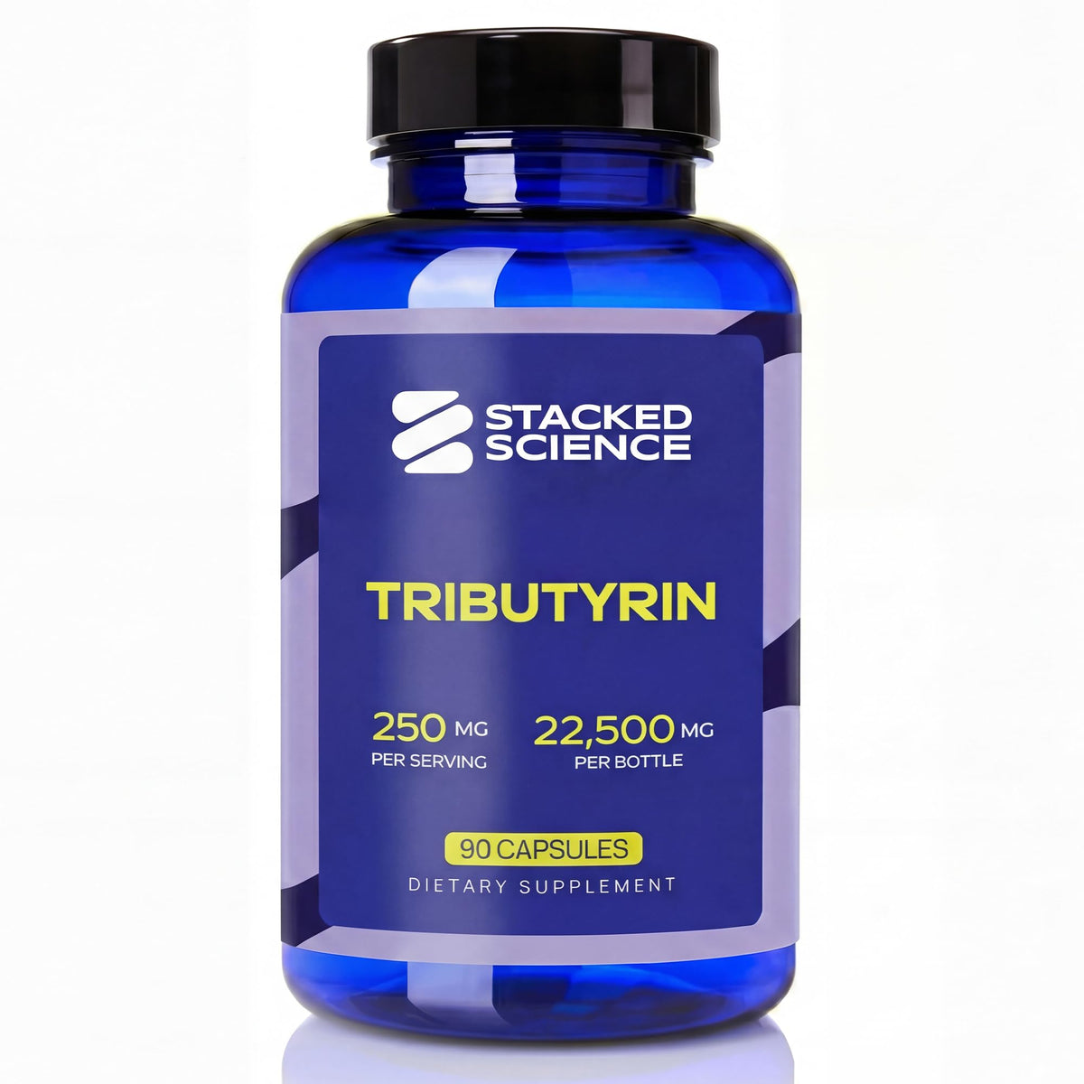 Flacon de Stacked Science Tributyrin 250mg avec 90 capsules