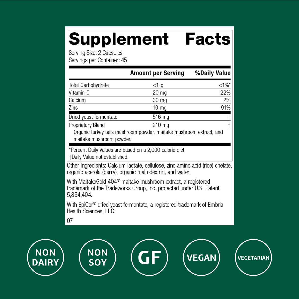 Flacon de Standard Process Epimune Complex avec étiquette