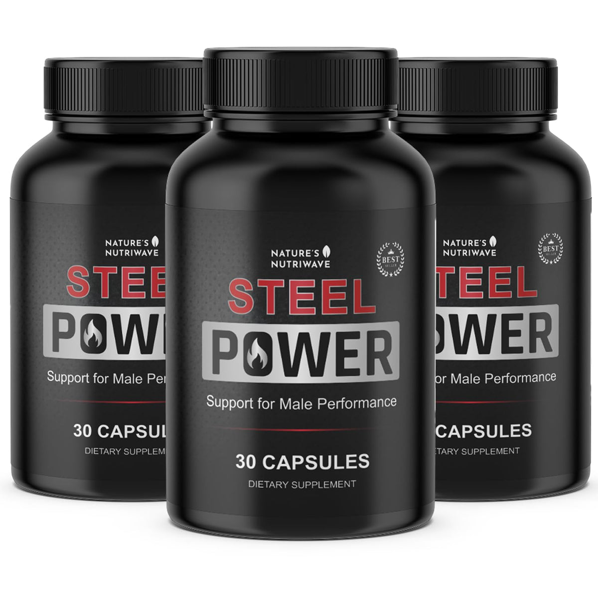 Flacon de Steel Power Nature’s NutriWave, 30 capsules, vue de face