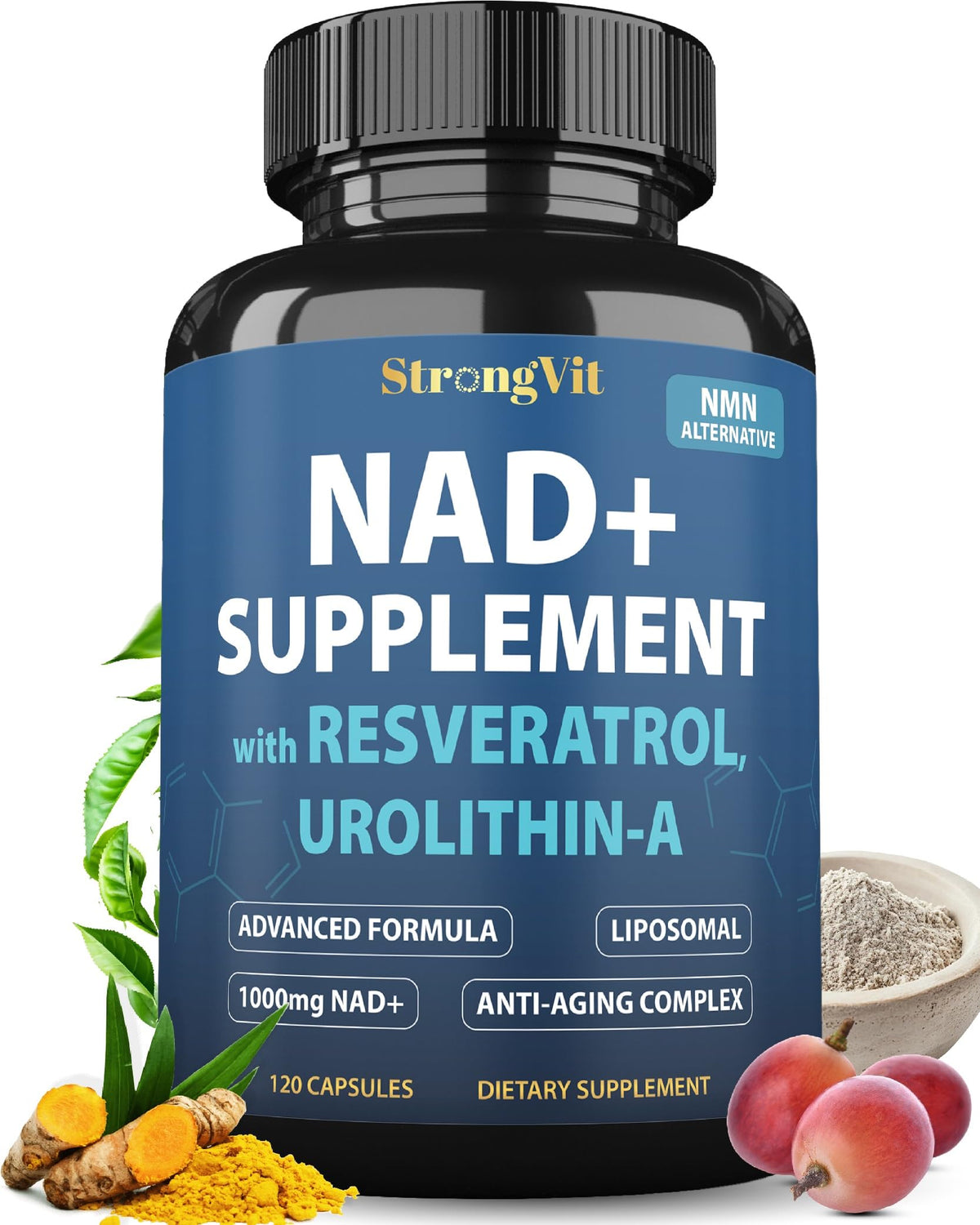 Flacon de StrongVit Resvératrol 120 capsules vue de face
