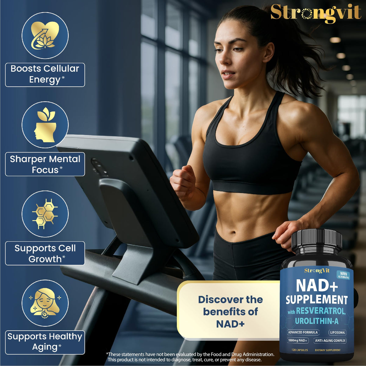 Flacon de StrongVit Resvératrol ouvert avec capsules à l'intérieur