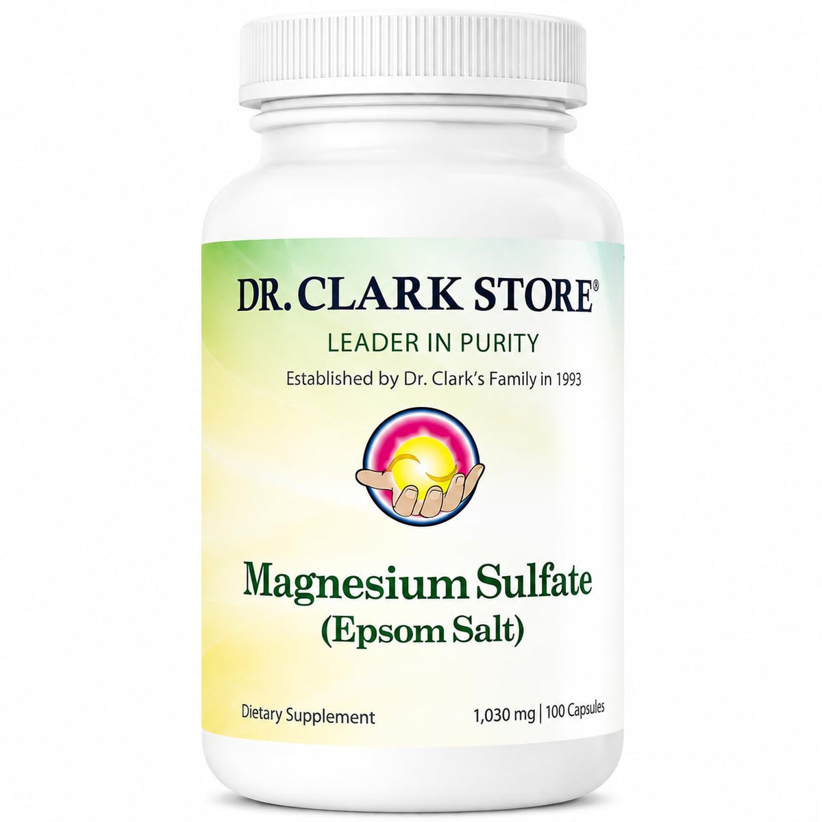 Flacon de sulfate de magnésium USP Dr Clark Store 100 capsules