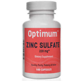 Flacon de sulfate de zinc WELMATE 220 mg 100 capsules vue de face