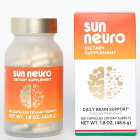 Flacon de Sun Chlorella 180 gélules avec étiquette clairement visible