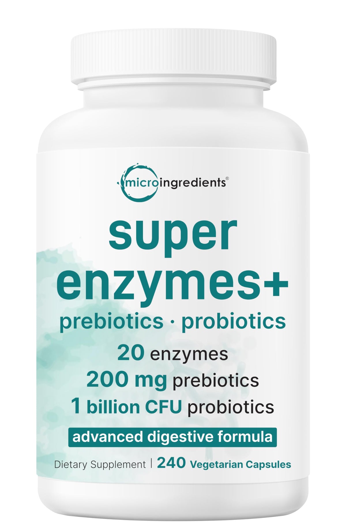 Flacon de Super Enzymes Micro Ingredients avec 240 capsules végétales