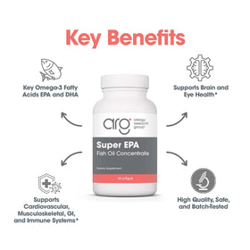 Flacon de Super EPA 720 mg d'Allergy Research Group ouvert