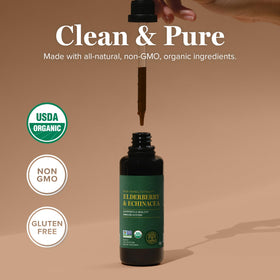 Flacon de Sureau & Échinacée sur une surface en bois