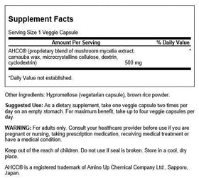 Flacon de Swanson AHCC Extrait de Champignon 500 mg avec capsules visibles