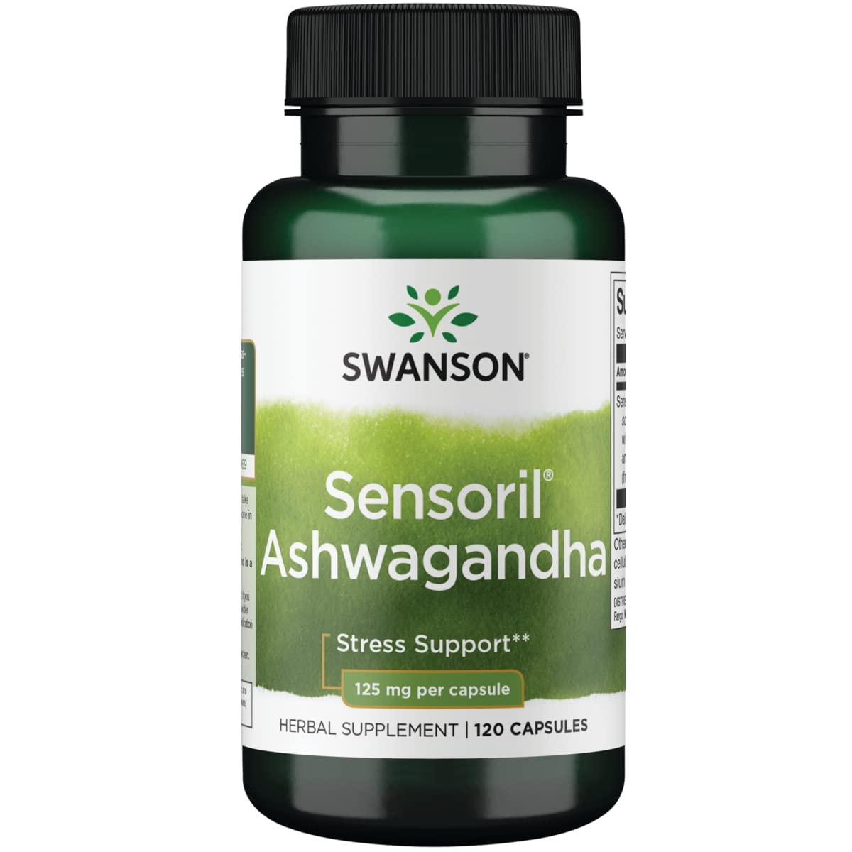 Flacon de Swanson Ashwagandha 125 mg avec 120 capsules