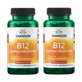Flacon de Swanson B12 Cyanocobalamin 500 mcg vue de face