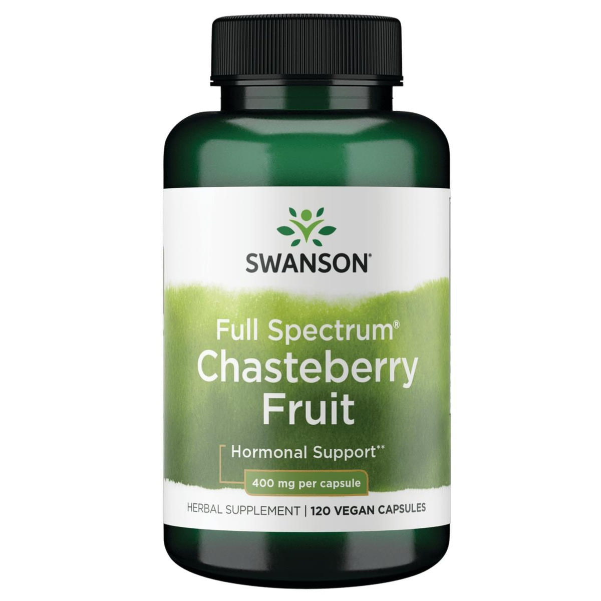 Flacon de Swanson Baies de Gattilier 400 mg, 120 capsules vue de face