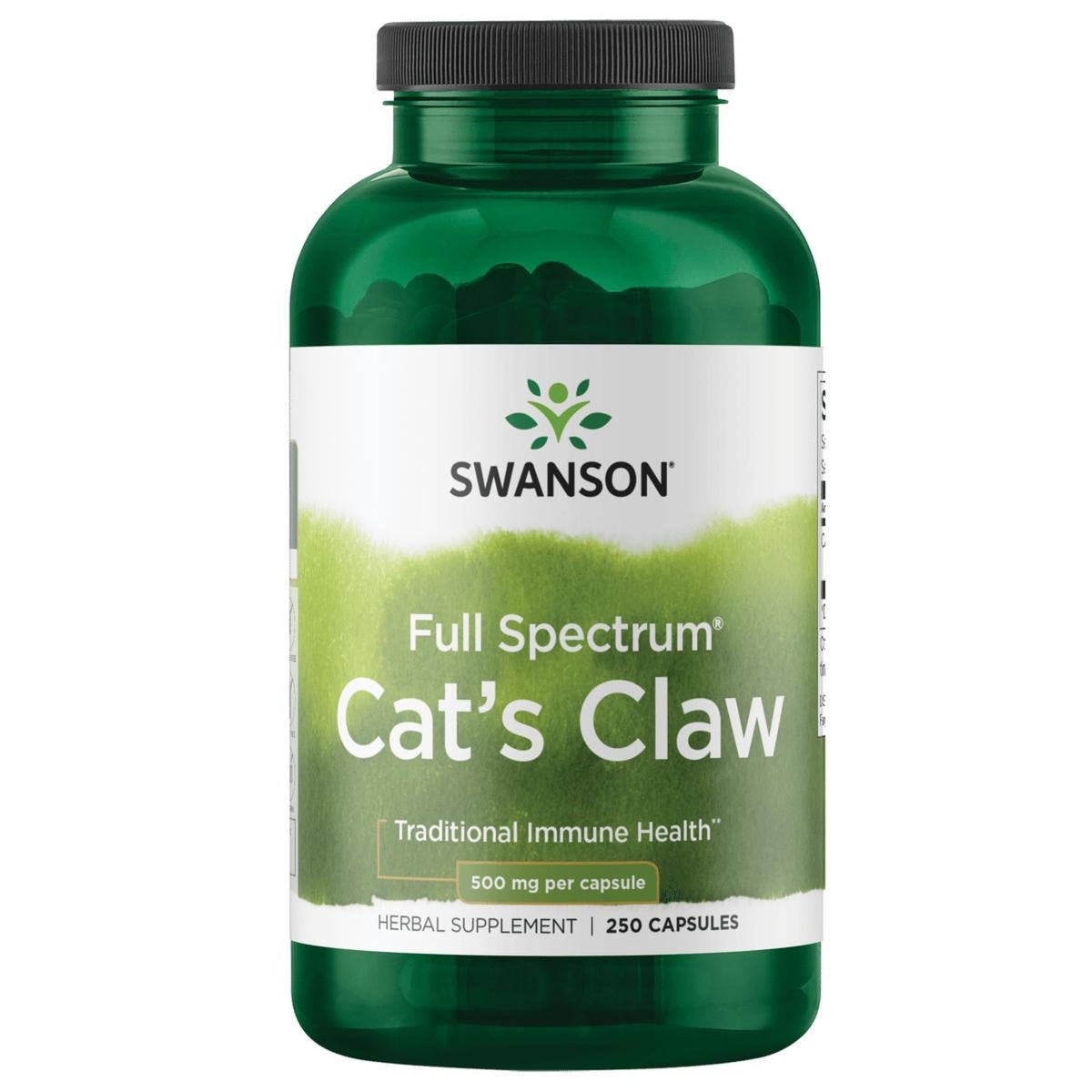 Flacon de Swanson Cat's Claw 500 mg contenant 250 capsules