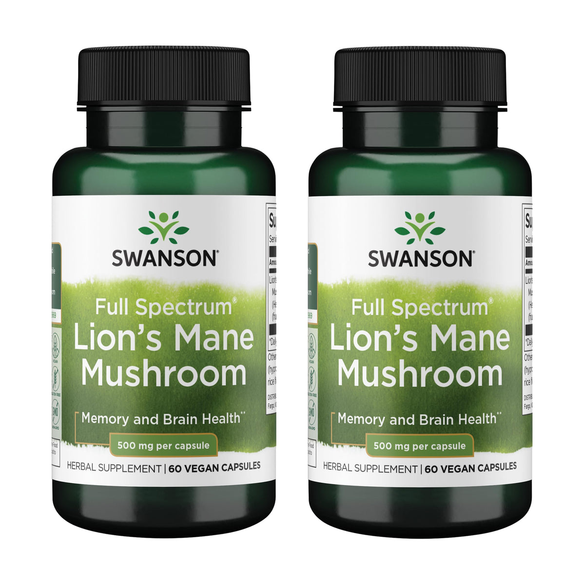 Flacon de Swanson Champignon de Lion 500 mg, 60 capsules végétales
