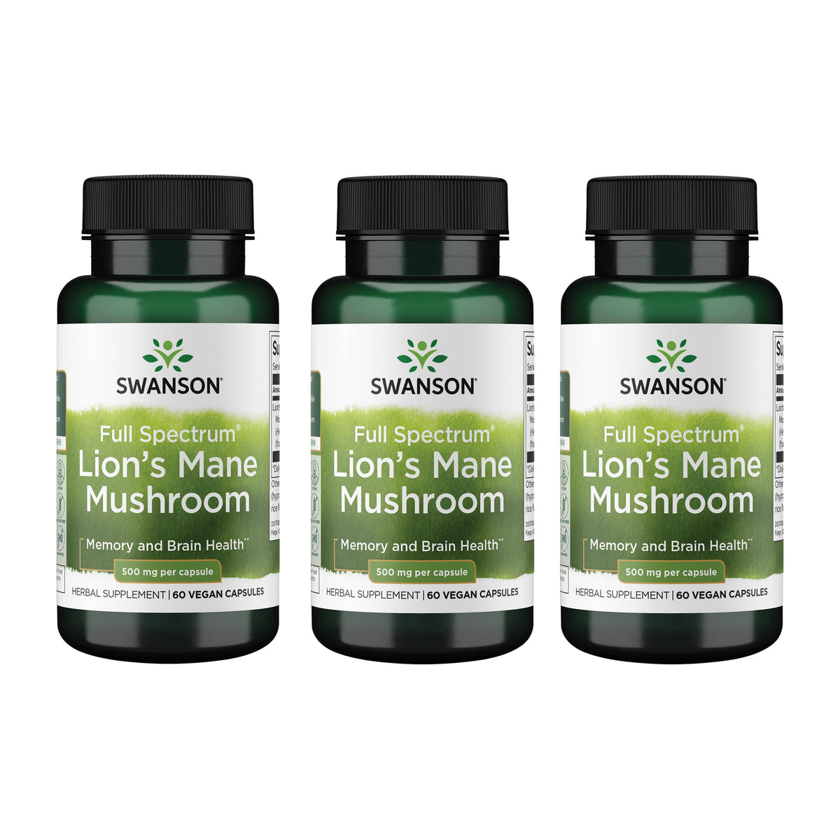 Flacon de Swanson Champignon Lion's Mane 500 mg, 60 capsules végétales