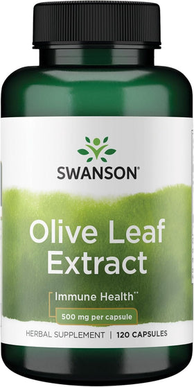 Flacon de Swanson Extrait de Feuille d'Olivier 500 mg 120 Capsules