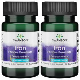 Flacon de Swanson Fer Fumarate 18 mg, 60 gélules molles, vue de face