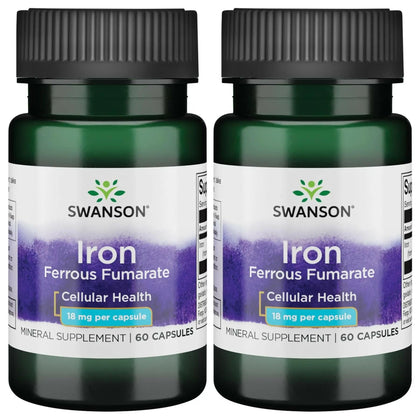Flacon de Swanson Fer Fumarate 18 mg, 60 gélules molles, vue de face