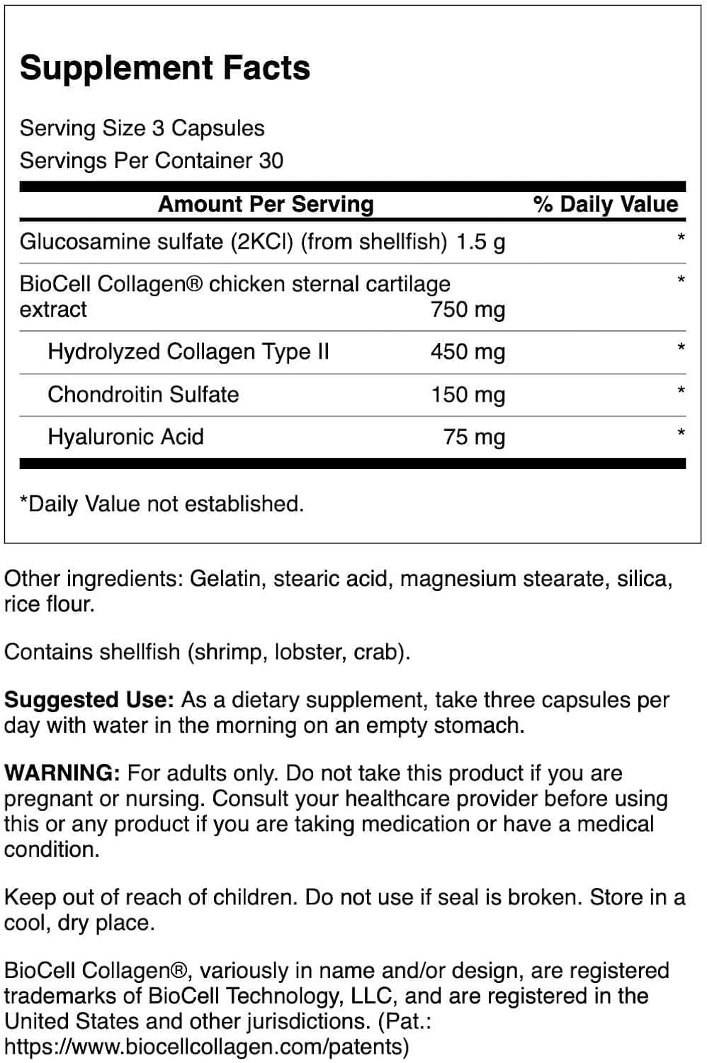Flacon de Swanson Glucosamine & Collagène Type II avec capsules visibles