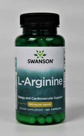Flacon de Swanson L-Arginine 500 mg avec étiquette