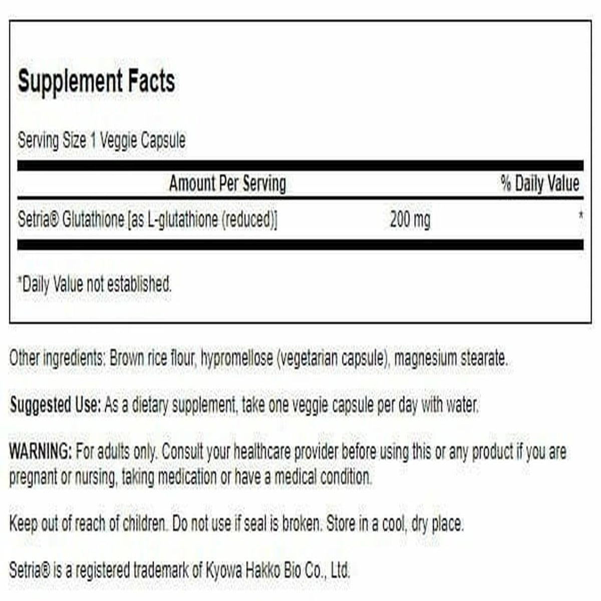 Flacon de Swanson L-Glutathione avec étiquette visible