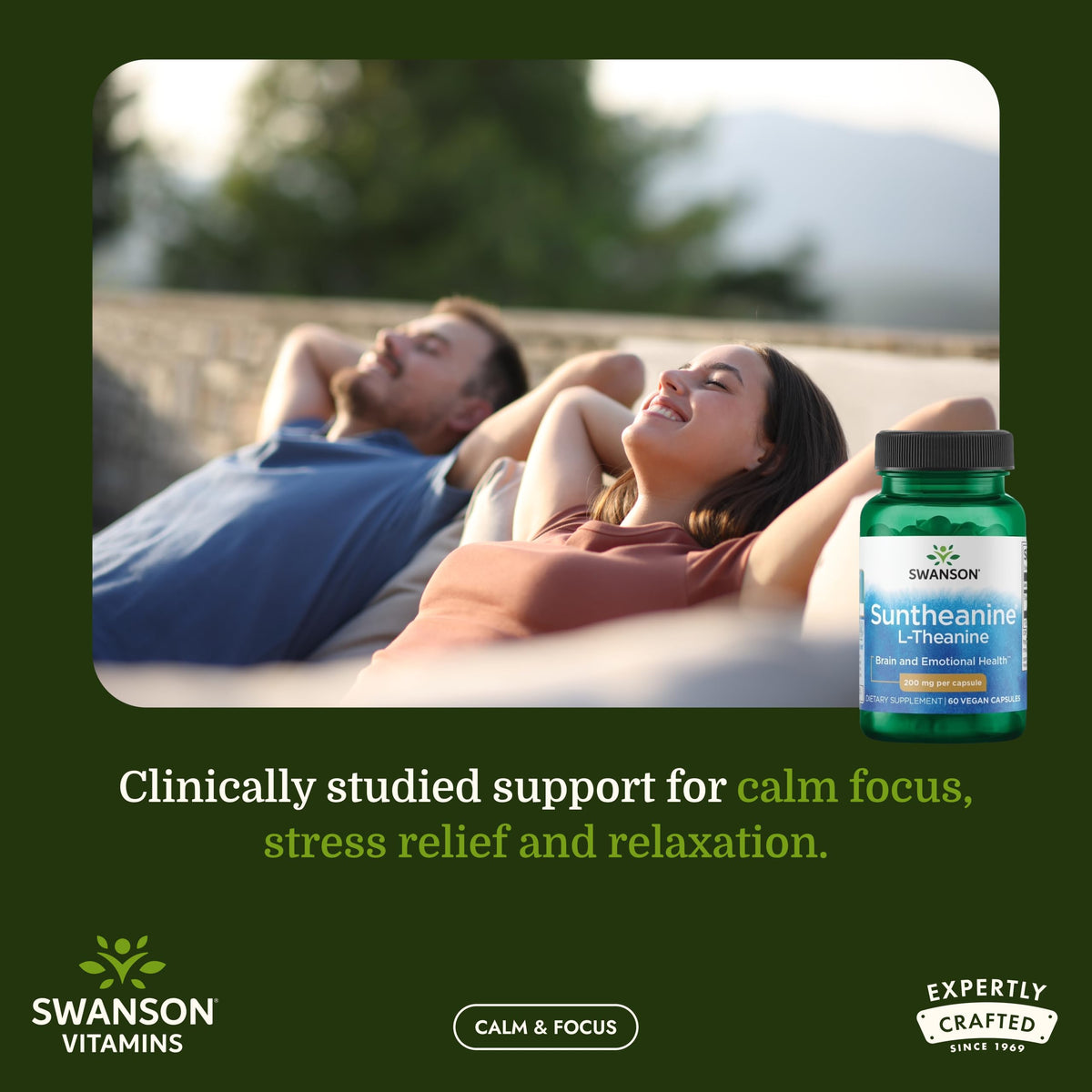 Flacon de Swanson L-Theanine avec 60 gélules végétales