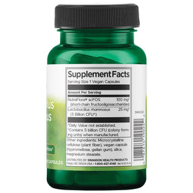 Flacon de Swanson Lactobacillus Rhamnosus ouvert avec capsules visibles