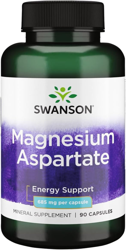 Flacon de Swanson Magnésium Aspartate 685 mg, 90 capsules, vue avant