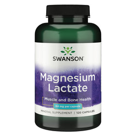 Flacon de Swanson Magnésium Lactate 120 capsules vue de face