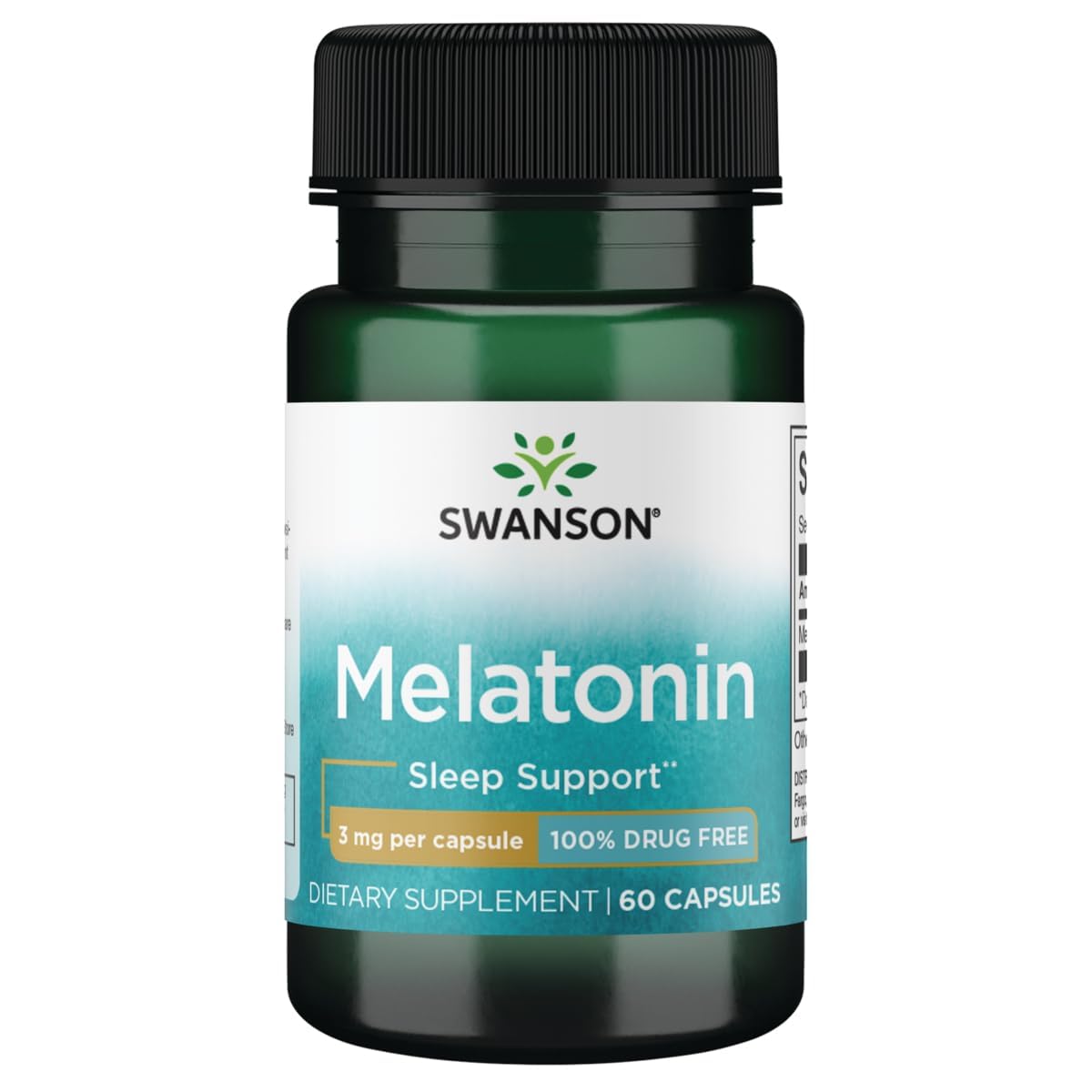 Flacon de Swanson Mélatonine 3 mg 60 capsules vue de face