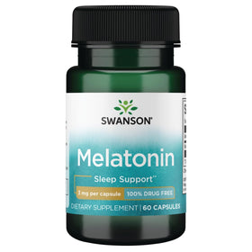 Flacon de Swanson Mélatonine 3 mg 60 capsules vue de face