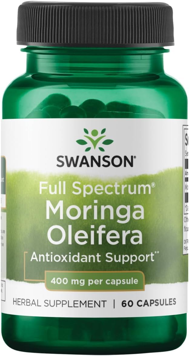 Flacon de Swanson Moringa Oleifera 400 mg, 60 capsules, vue de face