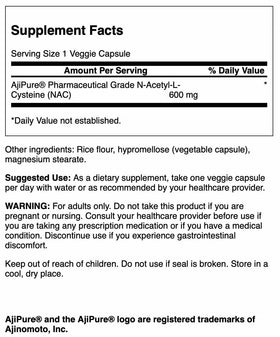 Flacon de Swanson N-Acetyl-L-Cysteine 600 mg avec étiquette