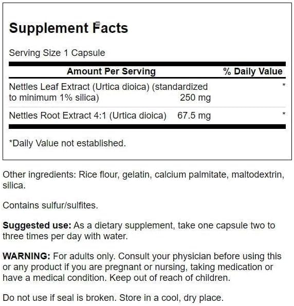 Flacon de Swanson Ortie 120 Capsules avec étiquette