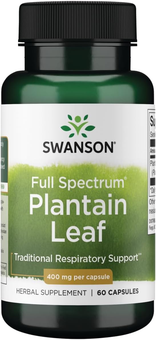 Flacon de Swanson Plantain 400 mg, 60 capsules