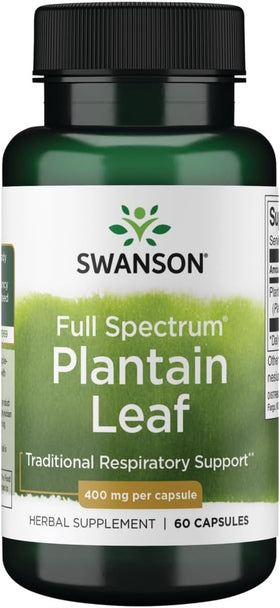 Flacon de Swanson Plantain 400 mg, 60 capsules