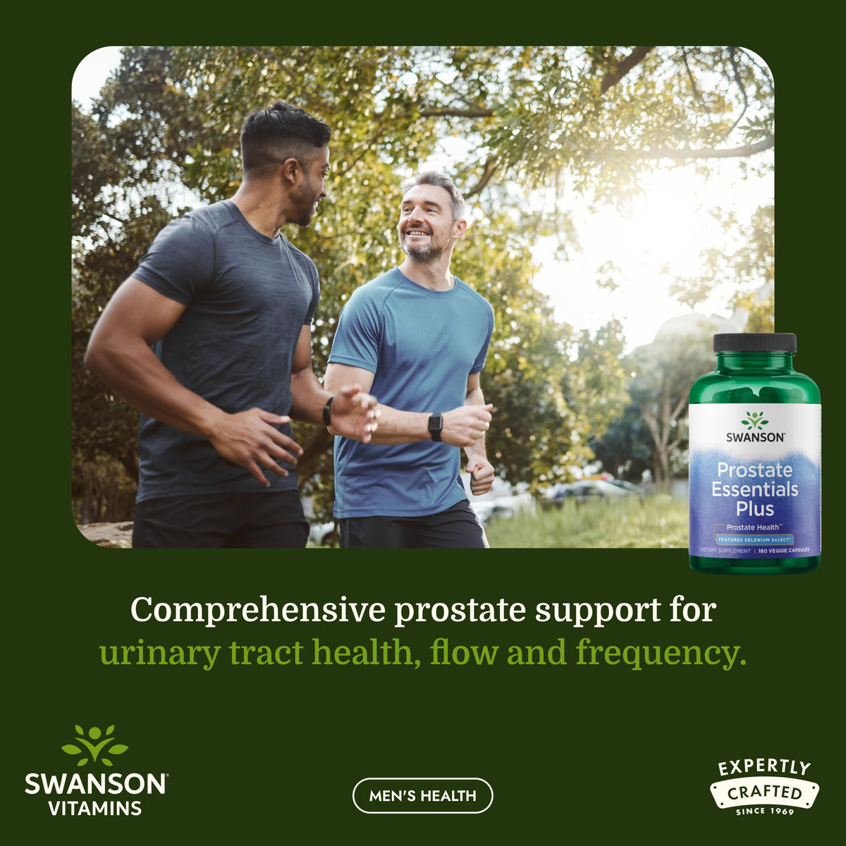 Flacon de Swanson Prostate Essentials Plus montrant les capsules