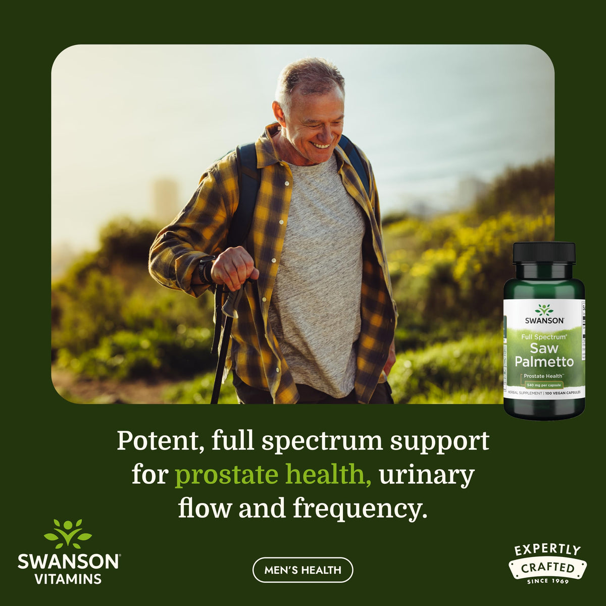 Flacon de Swanson Saw Palmetto avec étiquette visible
