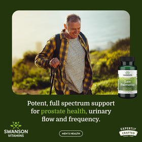 Flacon de Swanson Saw Palmetto avec étiquette visible