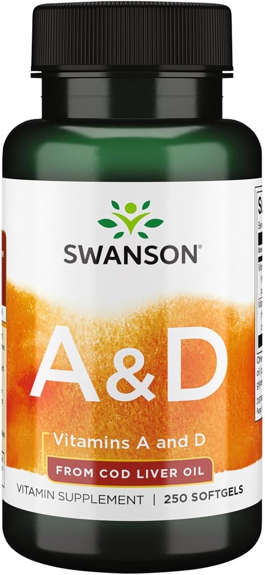 Flacon de Swanson Vitamine A & D 250 gélules molles vue de face