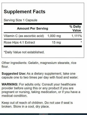 Flacon de Swanson Vitamine C avec Églantier 1000 mg 250 Capsules