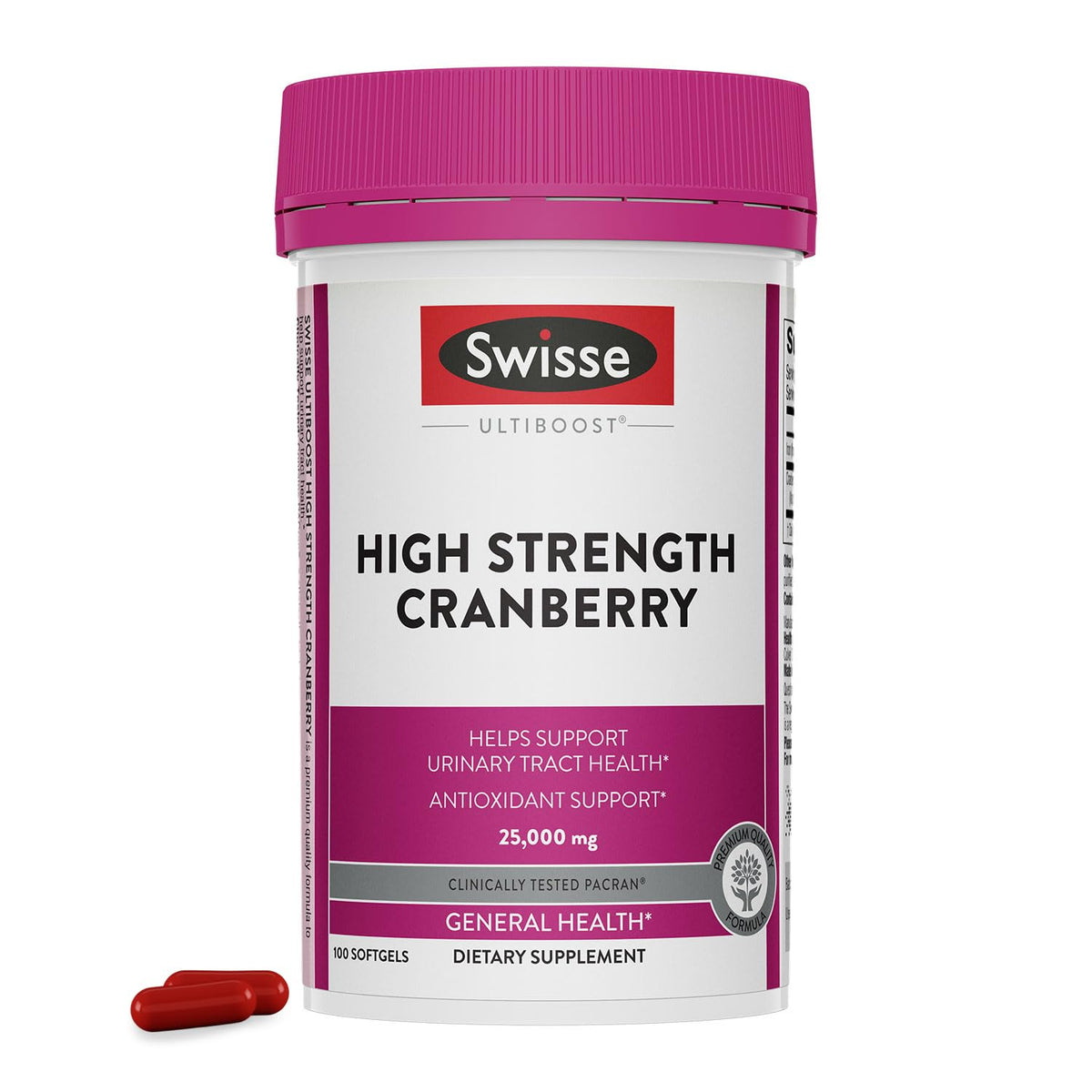 Flacon de Swisse Extrait de Canneberge 500mg avec 100 capsules molles
