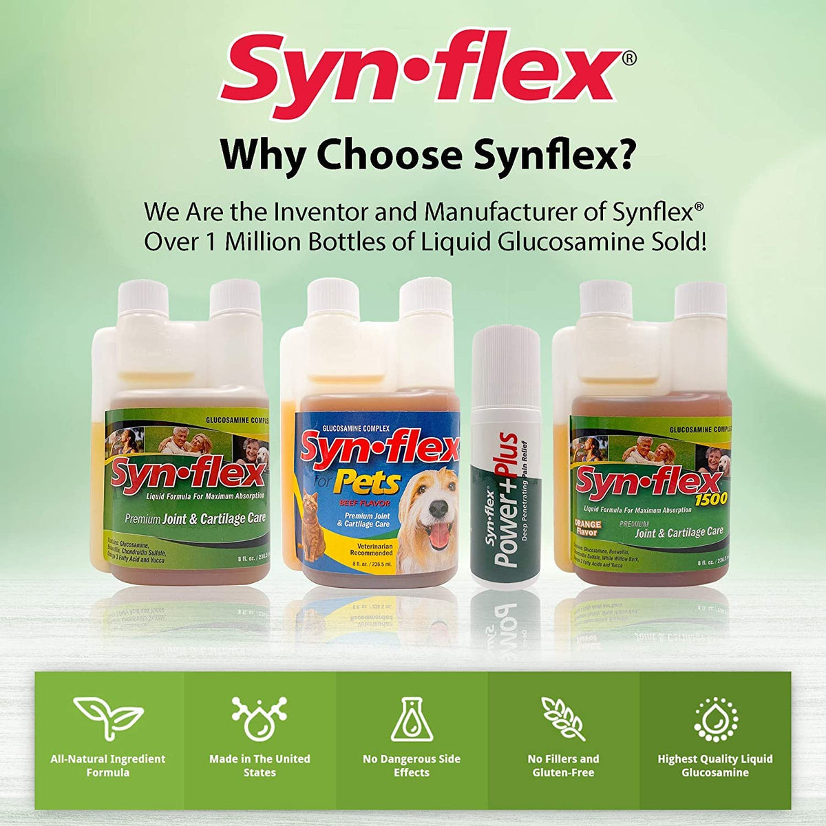 Flacon de Synflex 1500 mg sur une surface de cuisine