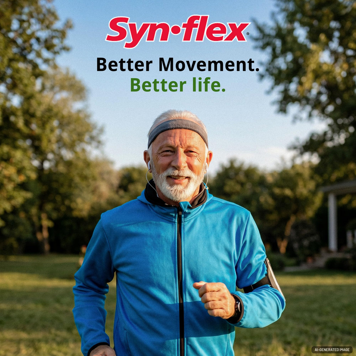 Flacon de Synflex avec des vitamines et minéraux autour