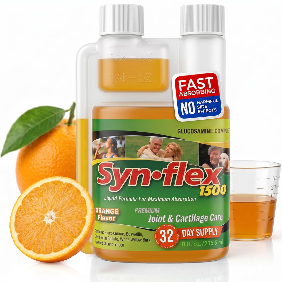 Flacon de Synflex Complément Alimentaire Liquide 1500 mg de Glucosamine Chondroïtine