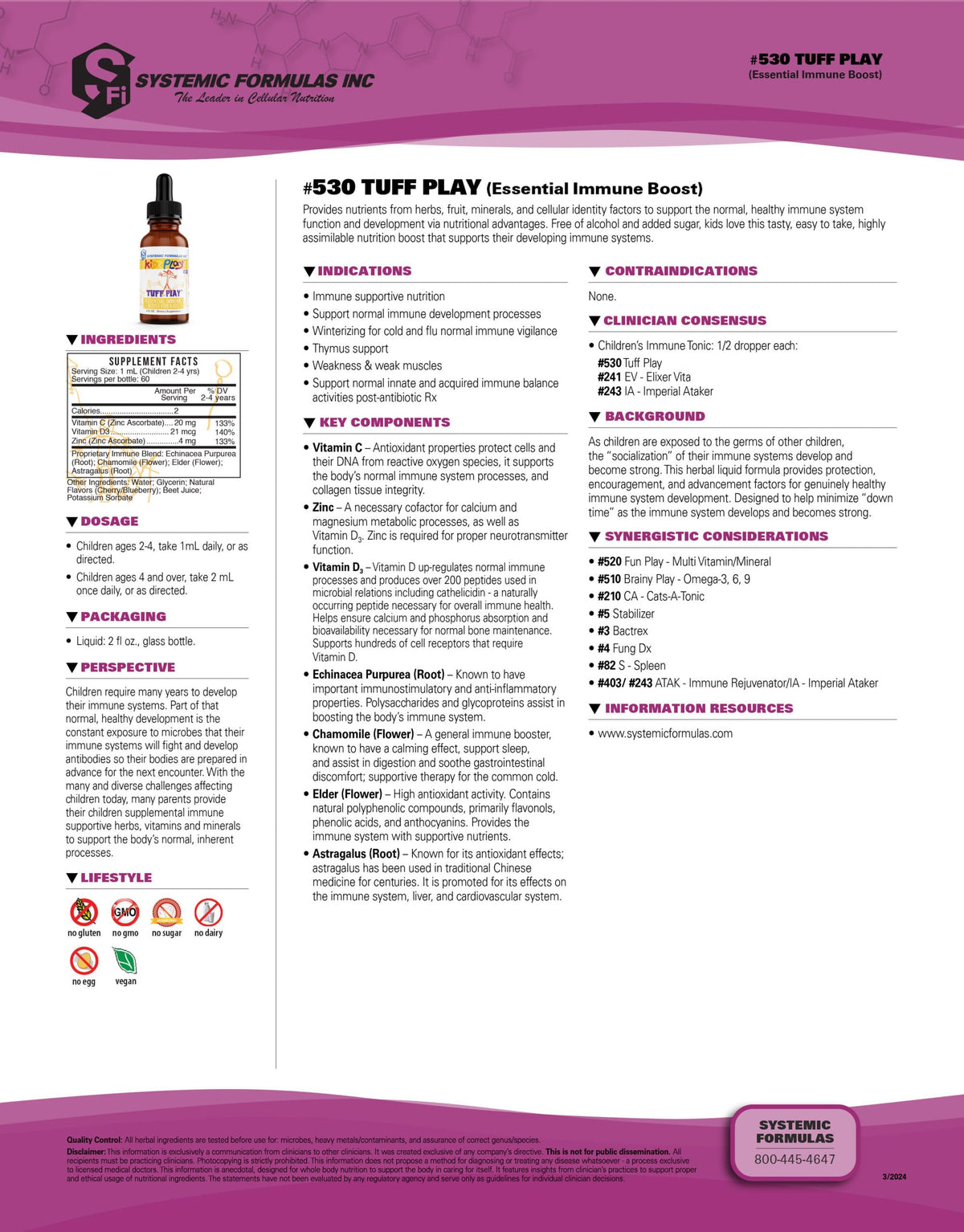 Flacon de Systemic Formulas Tuff Play avec compte-gouttes