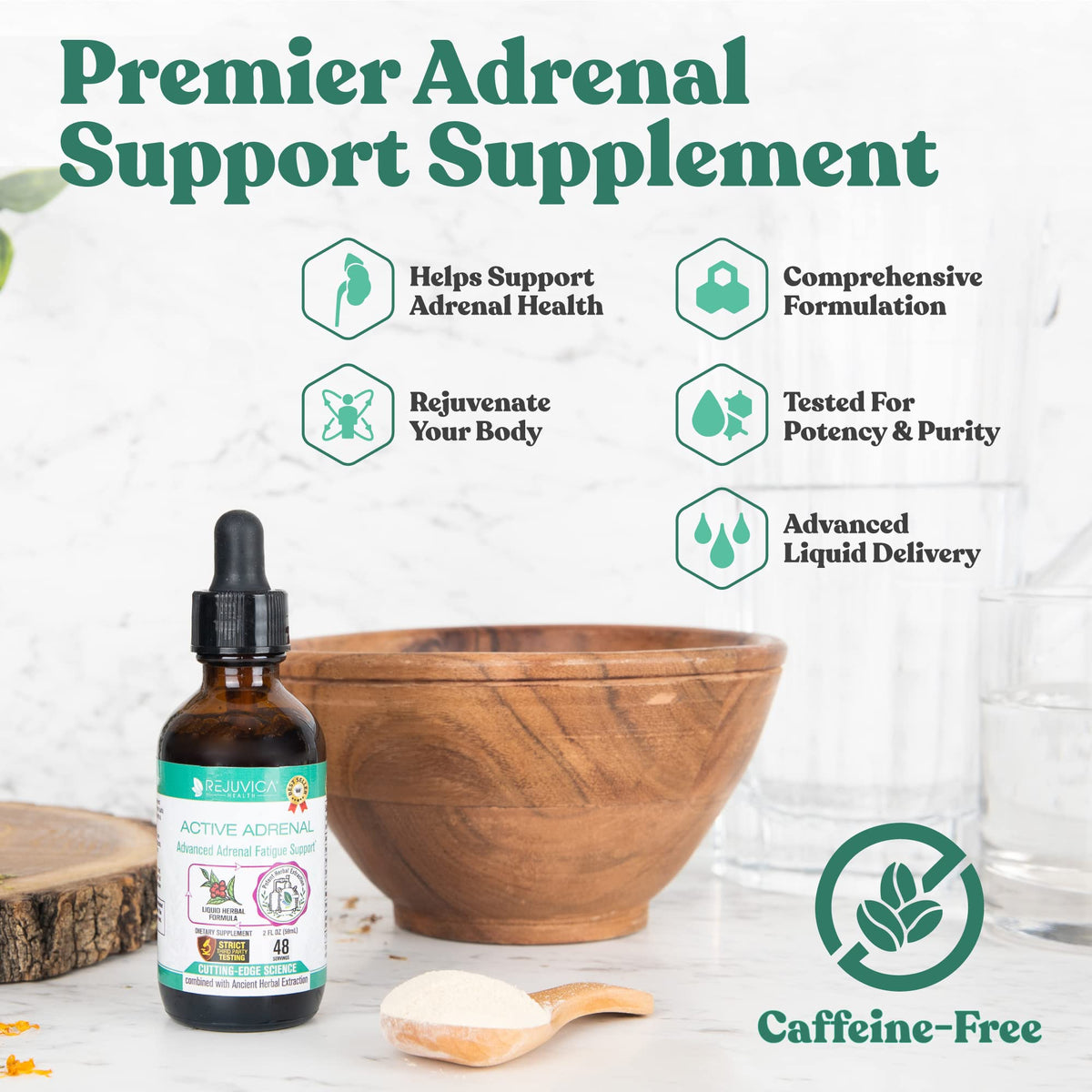Flacon de teinture Active Adrenal avec ingrédients naturels