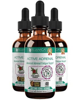 Flacon de teinture Active Adrenal de Rejuvica Health, vue de face