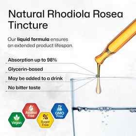 Flacon de teinture BIO KRAUTER Rhodiola Rosea avec verre d'eau