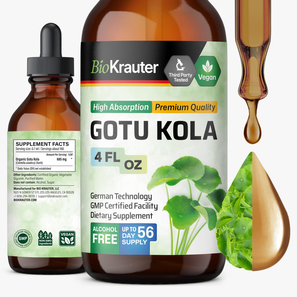Flacon de teinture Centella Asiatica BIO KRAUTER 4 fl oz vue avant
