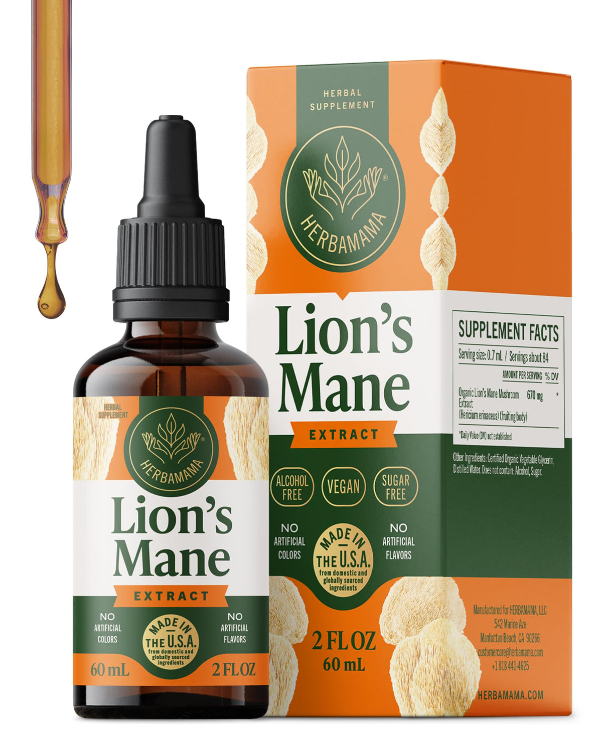 Flacon de teinture Crinière de Lion HERBAMAMA 118g vue de face